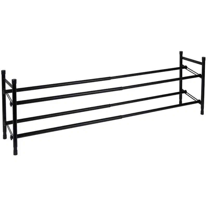 Étagère à chaussures empilable extensible à 2 niveaux – Fer noir, peut contenir 12 paires