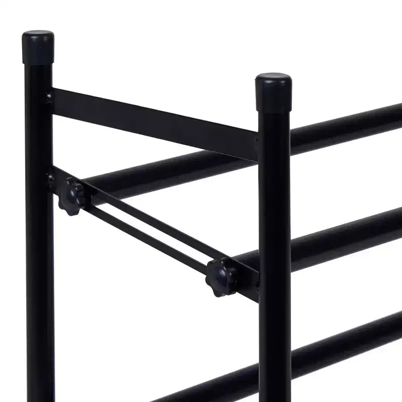 Étagère à chaussures empilable extensible à 2 niveaux – Fer noir, peut contenir 12 paires