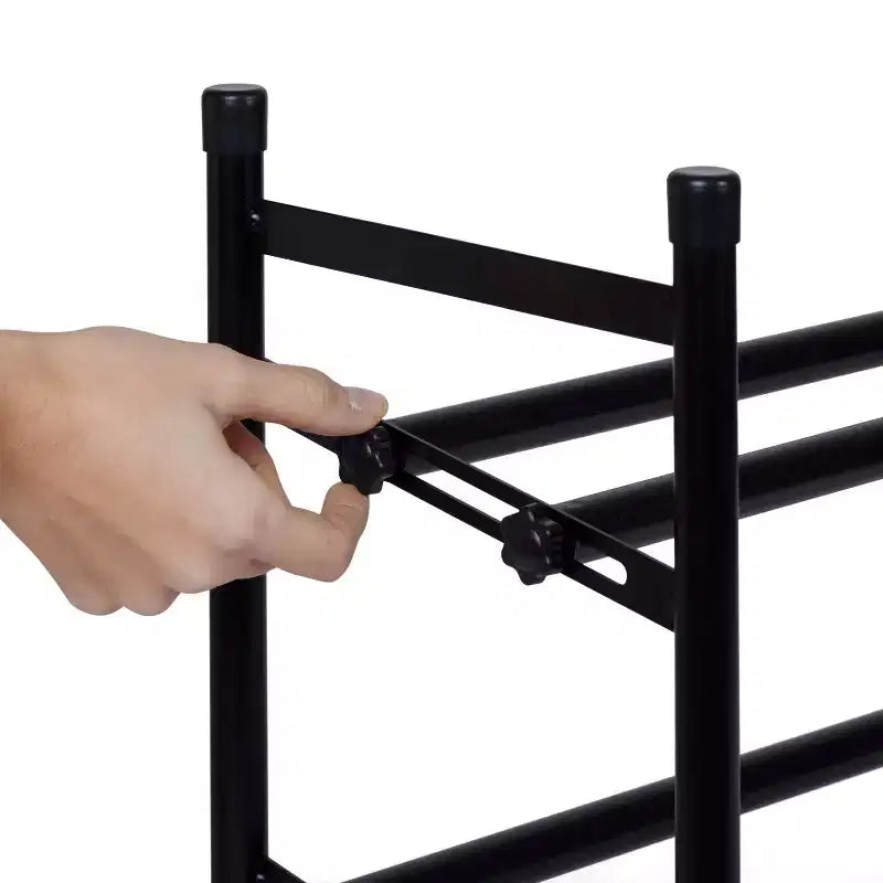 Étagère à chaussures empilable extensible à 2 niveaux – Fer noir, peut contenir 12 paires