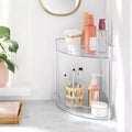 Étagère d'Angle Transparente à 2 Niveaux pour Salle de Bain et Coiffeuse