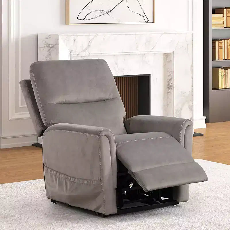 Fauteuil inclinable releveur électrique chauffant et massant – Flanelle Grise