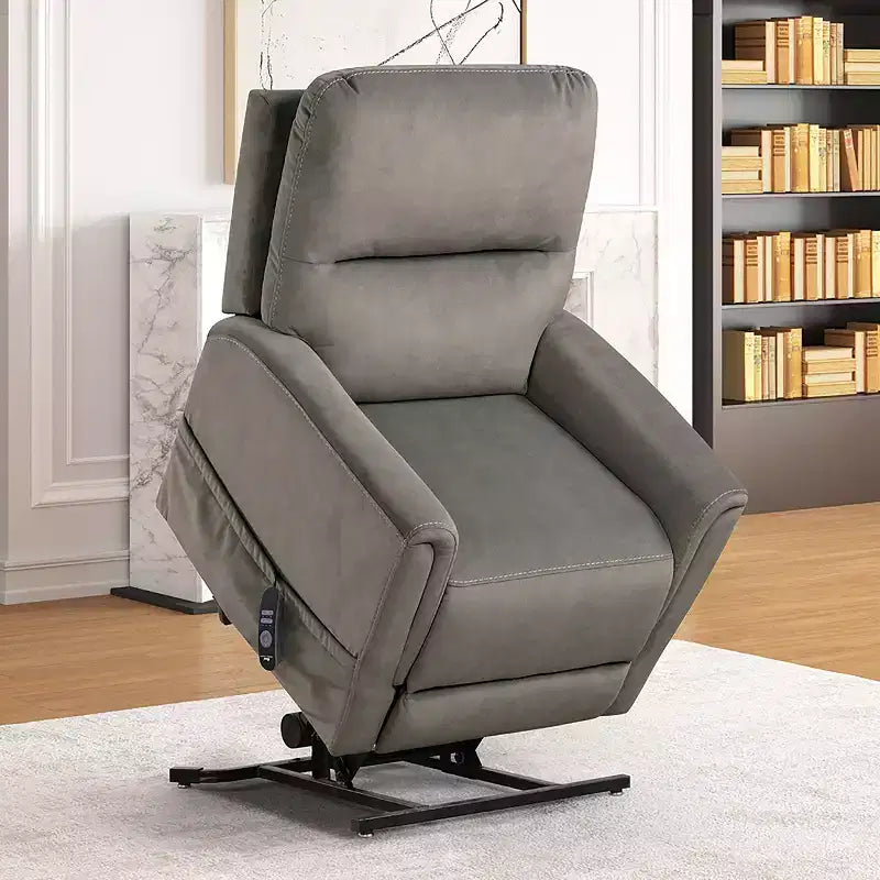 Powered Recliner Lift Chair with Heating and Massage – Gray Flannelette