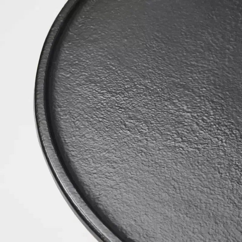 Table d'appoint ronde décorative en fonte traditionnelle – Noire