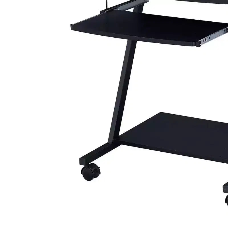 Bureau de jeu avec support d'écran, tablette de clavier et rangement – Noir