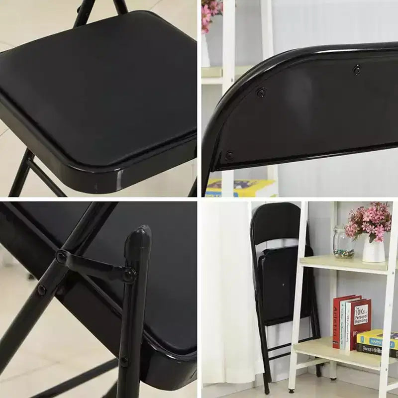 Lot de 6 chaises pliantes rembourrées – Cadre en acier noir, capacité de 150 kg
