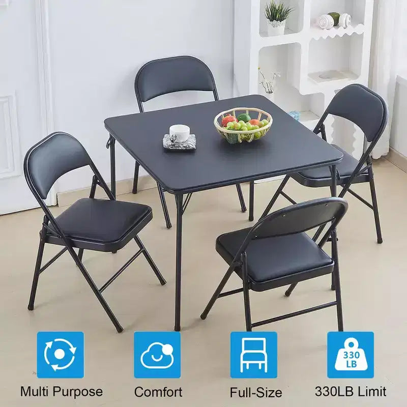 Lot de 6 chaises pliantes rembourrées – Cadre en acier noir, capacité de 150 kg