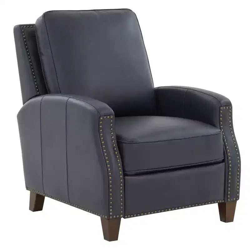 Press-Back Recliner Chair with Nailhead Trim – Faux Leather