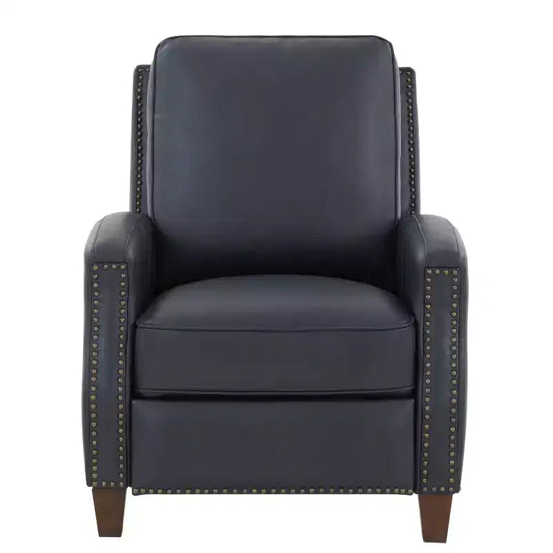 Press-Back Recliner Chair with Nailhead Trim – Faux Leather