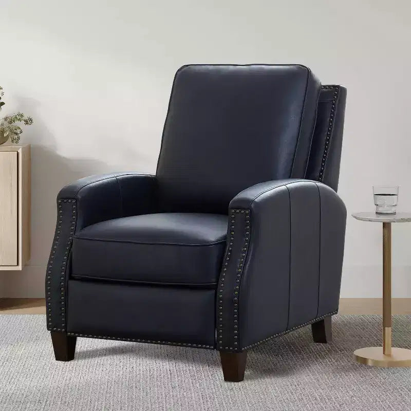 Press-Back Recliner Chair with Nailhead Trim – Faux Leather