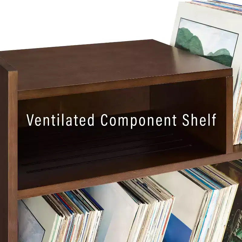 Meuble tourne-disque de 71 cm avec 4 étagères et rangement vinyle compartimenté