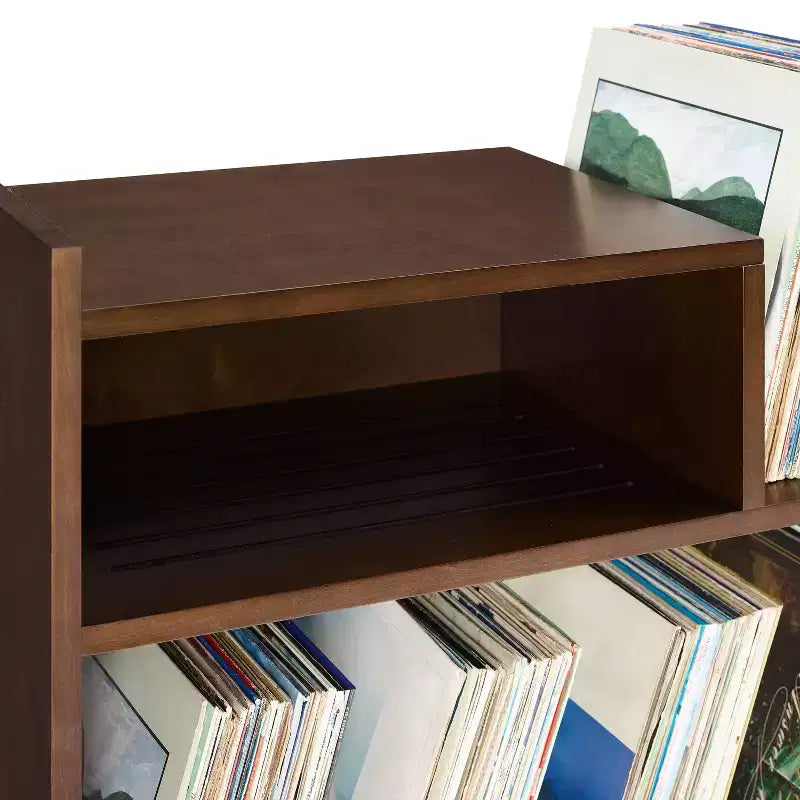 Meuble tourne-disque de 71 cm avec 4 étagères et rangement vinyle compartimenté