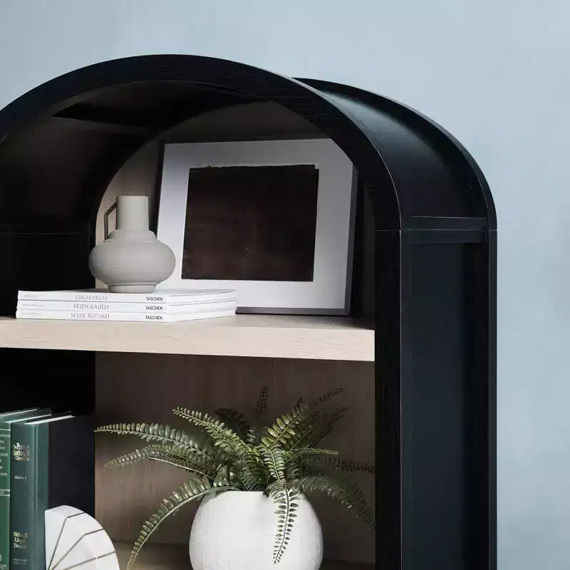 Bibliothèque cintrée de 193 cm avec 3 étagères et 2 portes