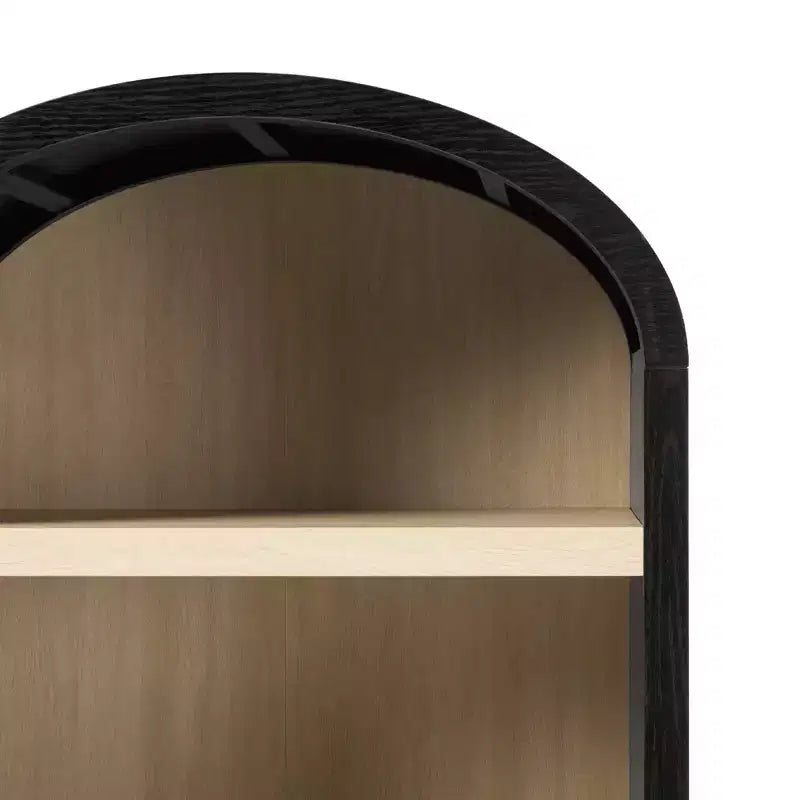 Bibliothèque cintrée de 193 cm avec 3 étagères et 2 portes