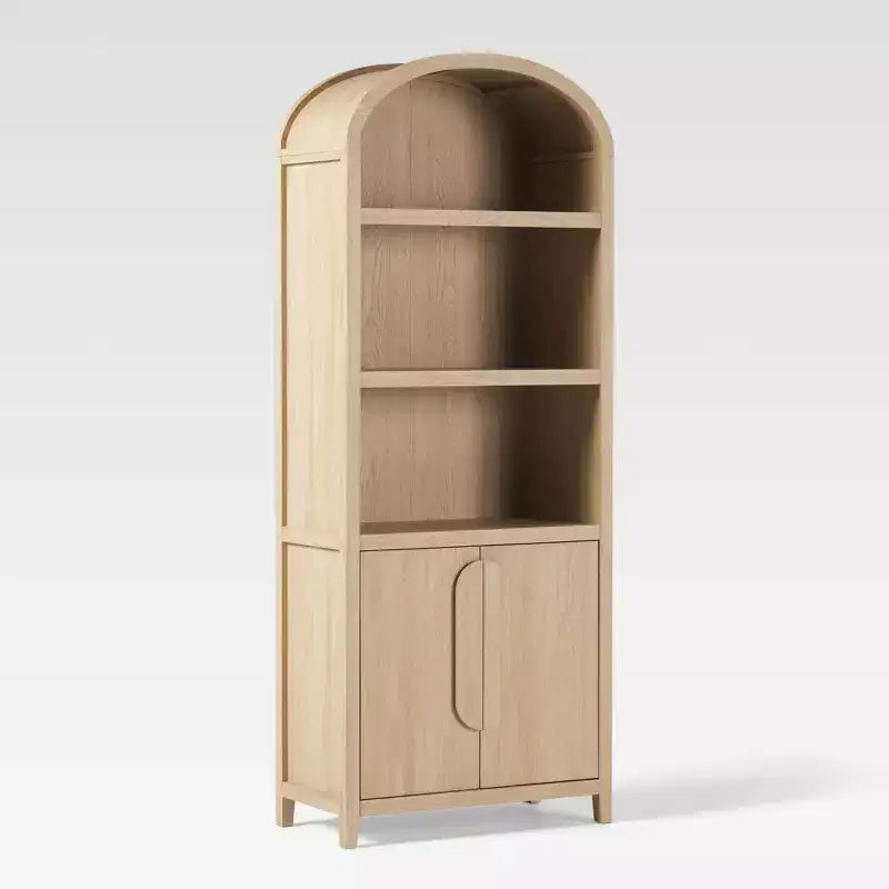 Bibliothèque cintrée de 193 cm avec 3 étagères et 2 portes