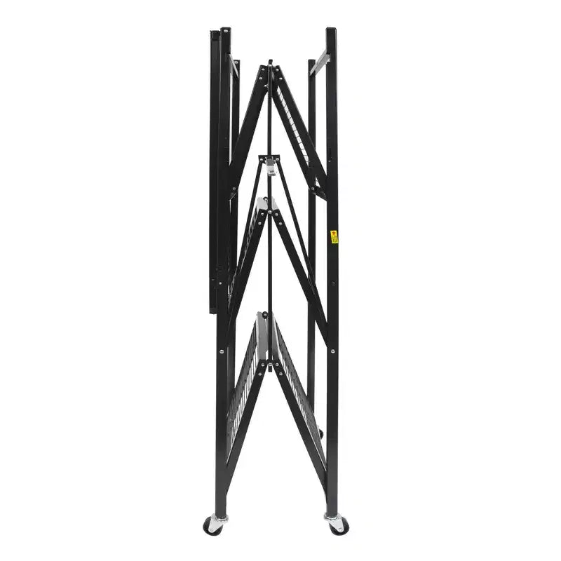 Étagère de Rangement Pliable en Métal à 4 Niveaux avec Roues, Capacité de 450 kg – Noir (Reconditionné certifié)