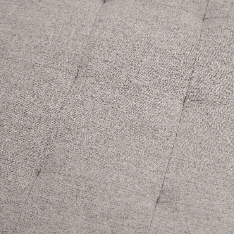 Pouf capitonné rond de 86 cm en coton et lin avec structure robuste en fer