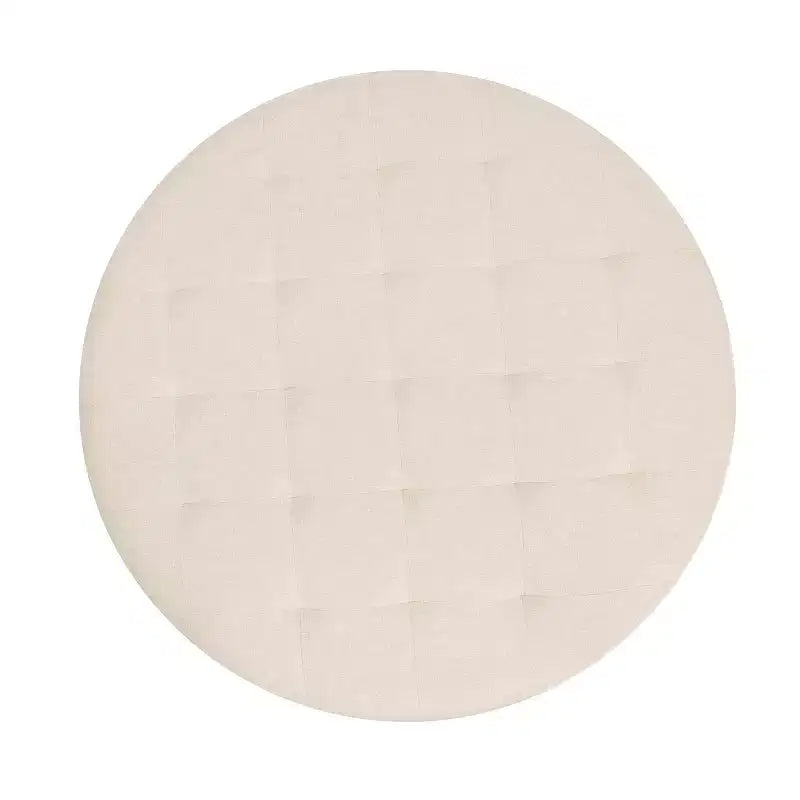 Pouf capitonné rond de 86 cm en coton et lin avec structure robuste en fer
