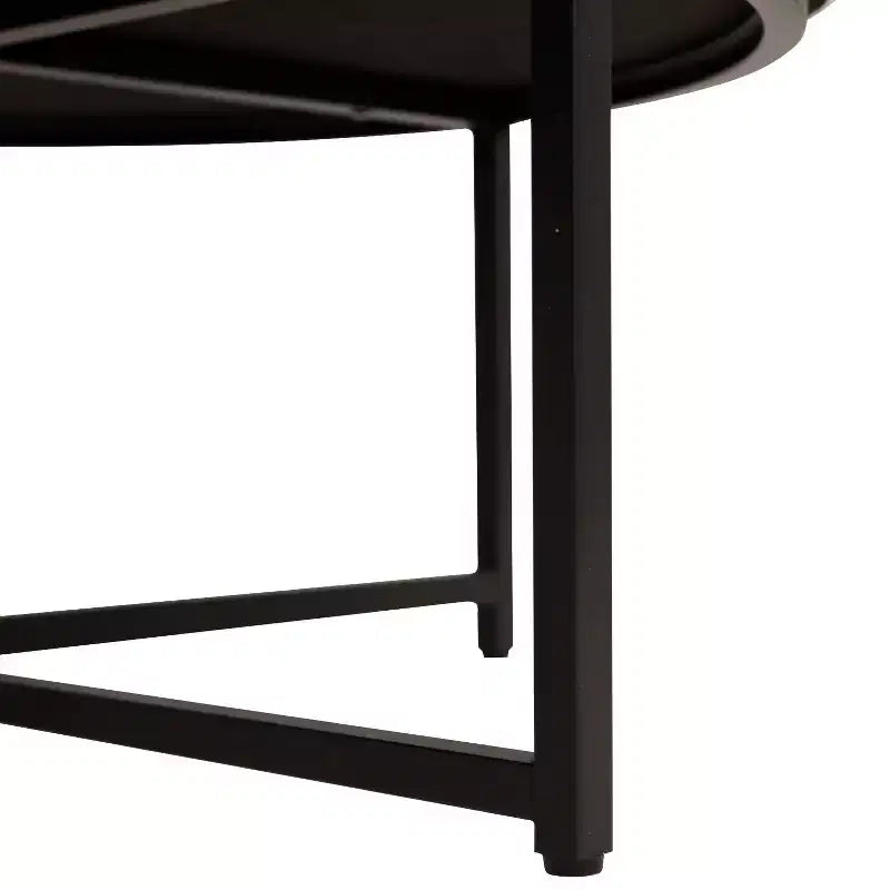 Pouf capitonné rond de 86 cm en coton et lin avec structure robuste en fer