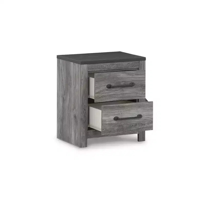 Table de chevet contemporaine à 2 tiroirs – Fini gris foncé deux tons