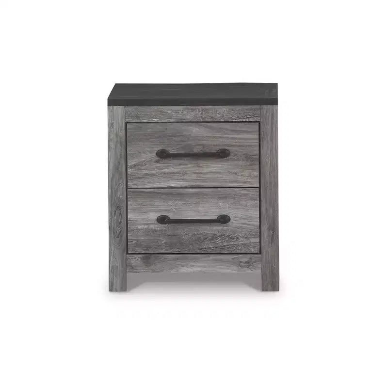 Table de chevet contemporaine à 2 tiroirs – Fini gris foncé deux tons