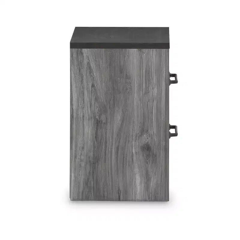 Table de chevet contemporaine à 2 tiroirs – Fini gris foncé deux tons