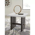 Guéridon traditionnel avec plateau en marbre naturel – Marron foncé et blanc