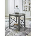 Table d'appoint carrée de style fermette moderne avec accents en X – Brun grisâtre