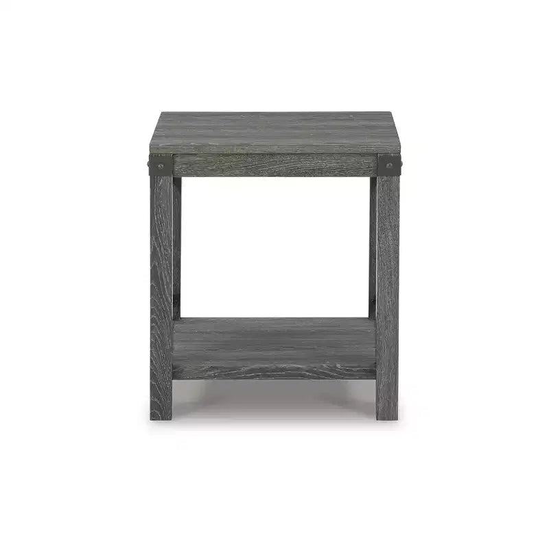 Table d'appoint carrée de style fermette moderne avec accents en X – Brun grisâtre