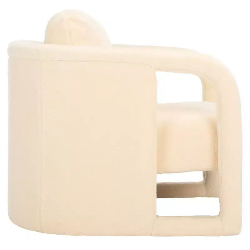 Fauteuil d'appoint en velours avec cadre et pieds en bois – Crème