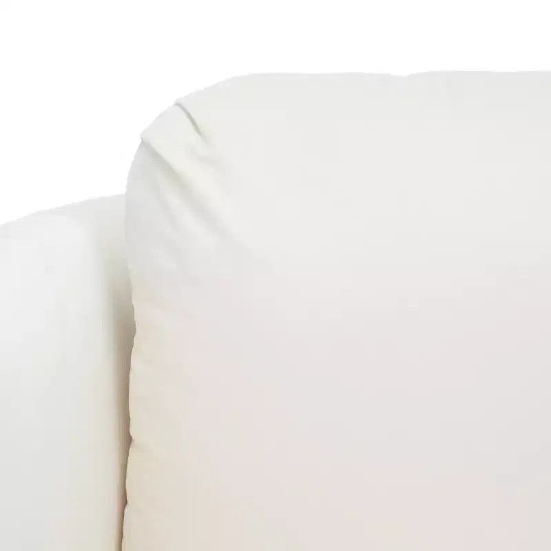 Fauteuil d'appoint en velours avec cadre et pieds en bois – Crème