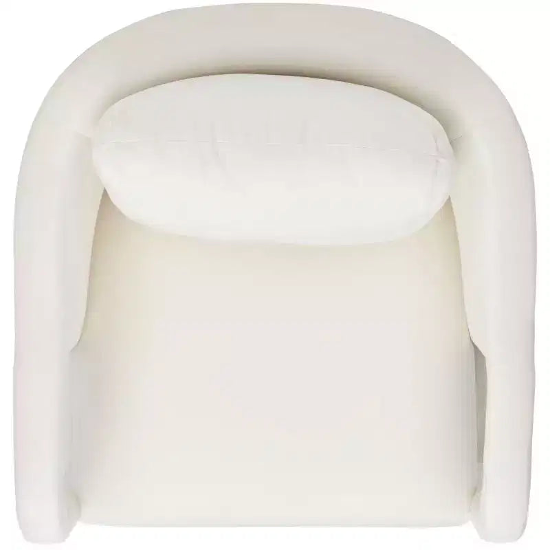Fauteuil d'appoint en velours avec cadre et pieds en bois – Crème