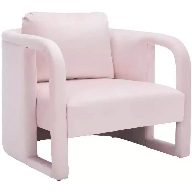 Fauteuil d'appoint en velours avec cadre et pieds en bois – Crème