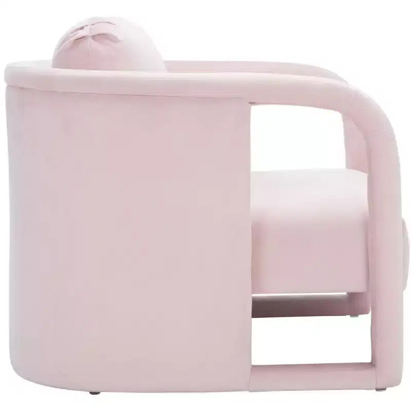 Fauteuil d'appoint en velours avec cadre et pieds en bois – Crème