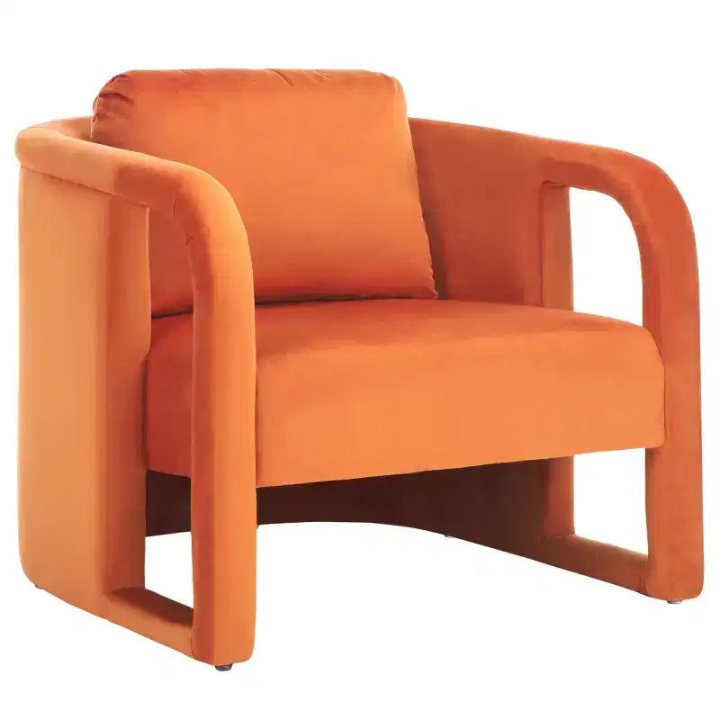 Fauteuil d'appoint en velours avec cadre et pieds en bois – Crème