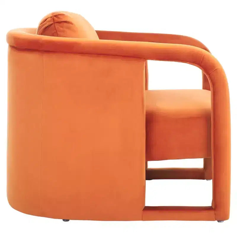 Fauteuil d'appoint en velours avec cadre et pieds en bois – Crème