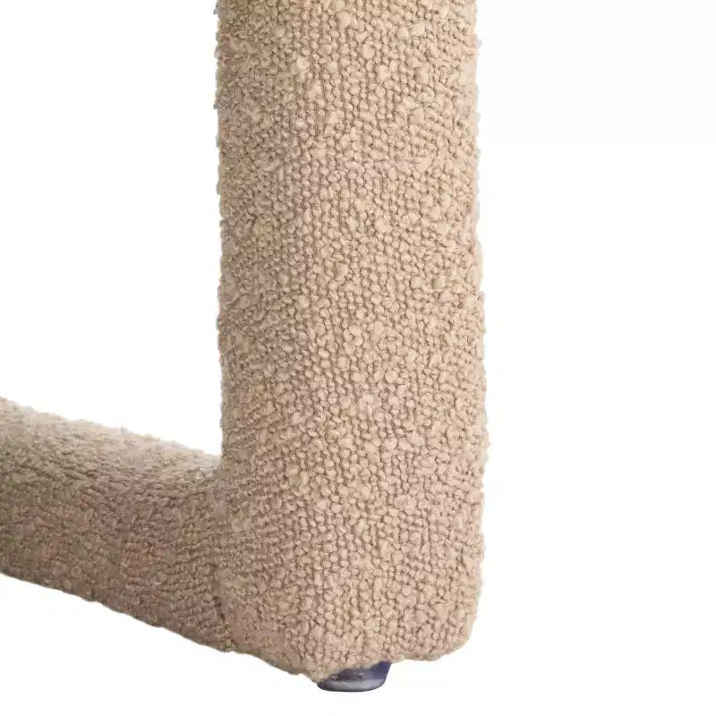 Fauteuil d'appoint en velours avec cadre et pieds en bois – Crème