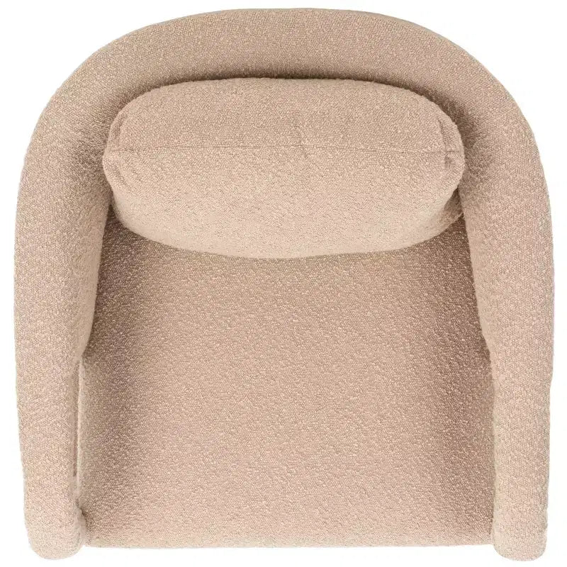 Fauteuil d'appoint en velours avec cadre et pieds en bois – Crème