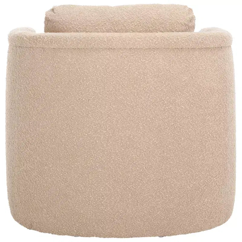 Fauteuil d'appoint en velours avec cadre et pieds en bois – Crème