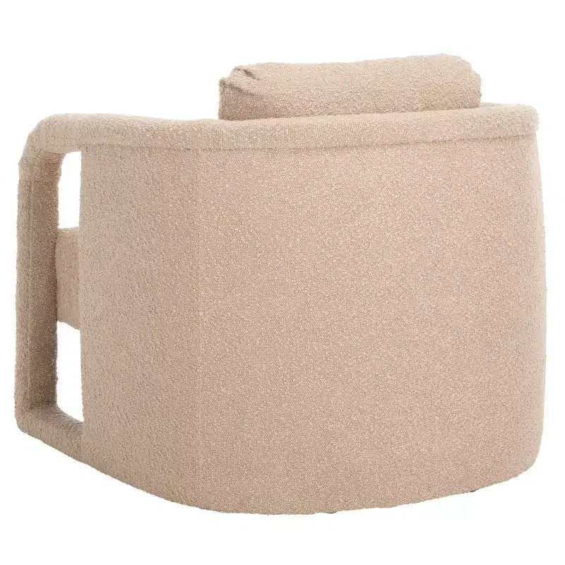 Fauteuil d'appoint en velours avec cadre et pieds en bois – Crème