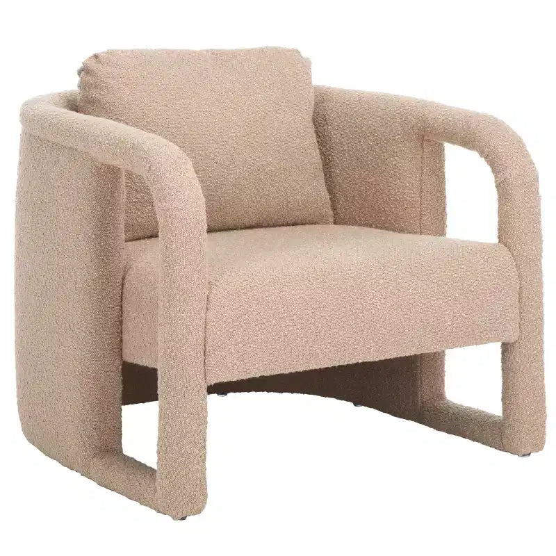 Fauteuil d'appoint en velours avec cadre et pieds en bois – Crème