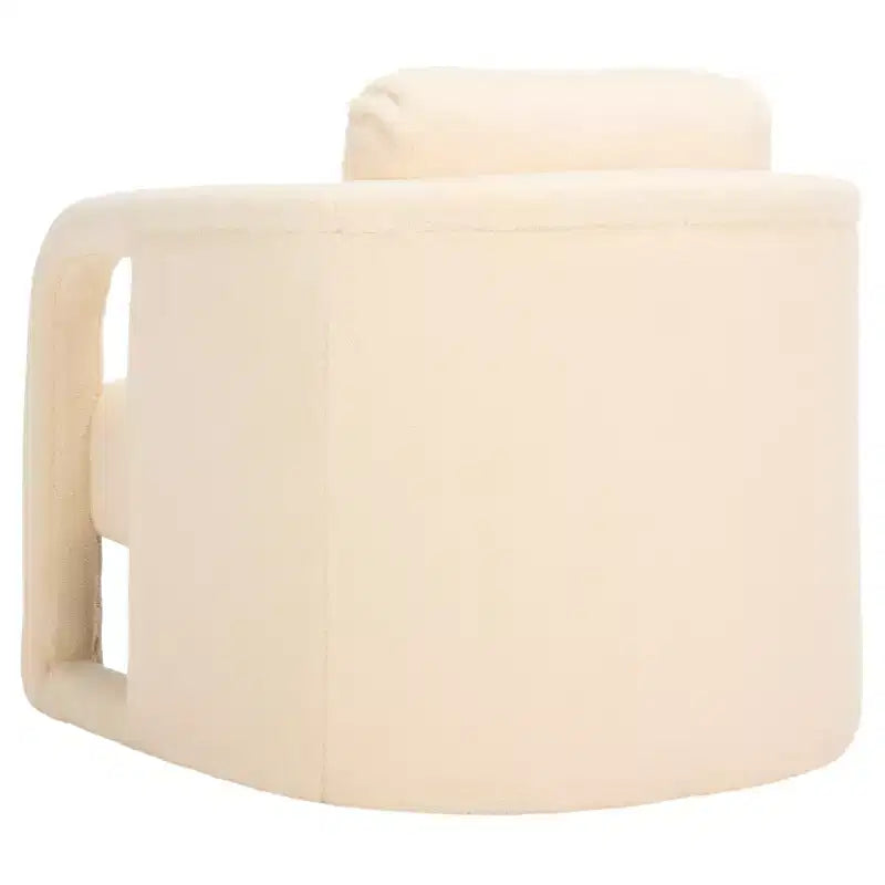 Fauteuil d'appoint en velours avec cadre et pieds en bois – Crème