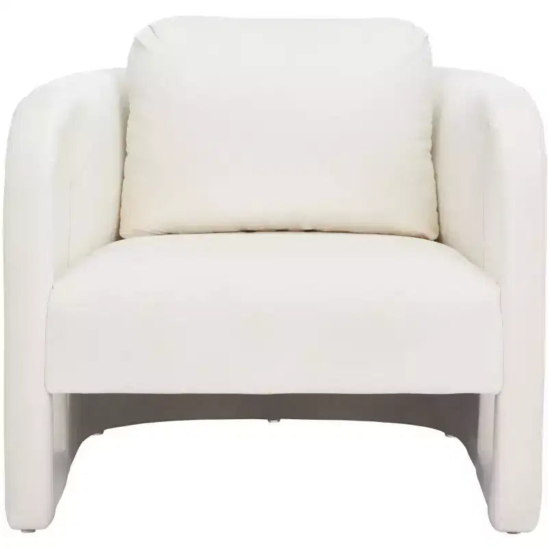 Velvet Accent Chair with Wood Frame and Legs – Cream