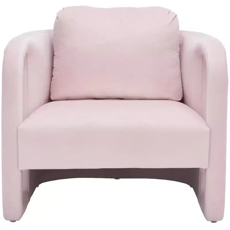 Velvet Accent Chair with Wood Frame and Legs – Cream