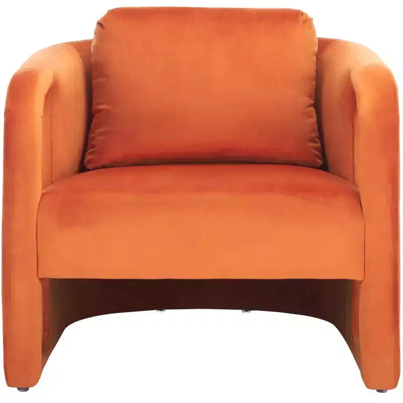 Velvet Accent Chair with Wood Frame and Legs – Cream