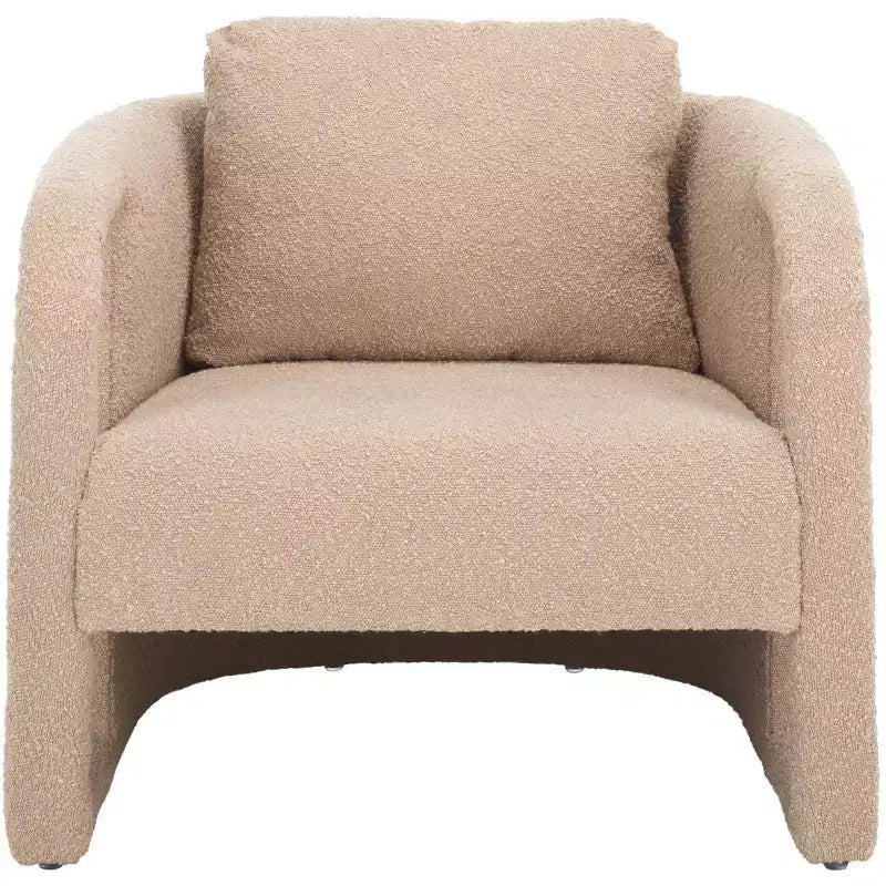 Velvet Accent Chair with Wood Frame and Legs – Cream