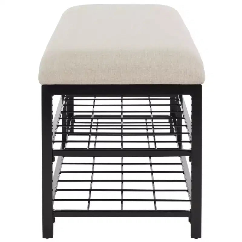 Banc d'entrée avec coussin et étagère ouverte – Structure en fer et MDF