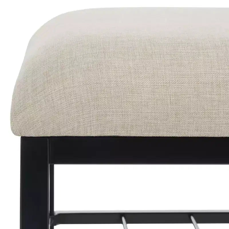 Banc d'entrée avec coussin et étagère ouverte – Structure en fer et MDF