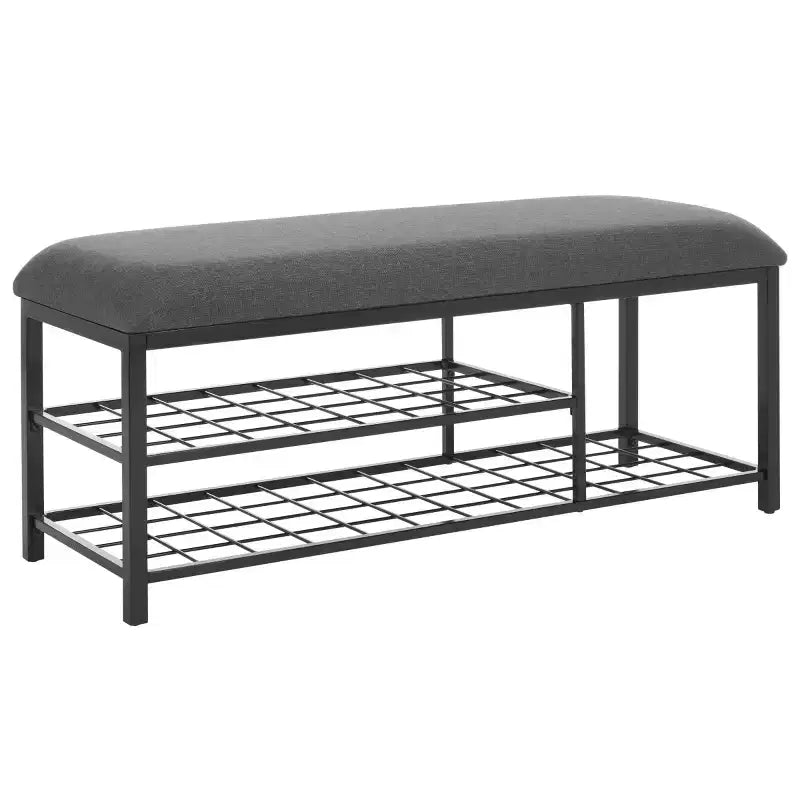 Banc d'entrée avec coussin et étagère ouverte – Structure en fer et MDF