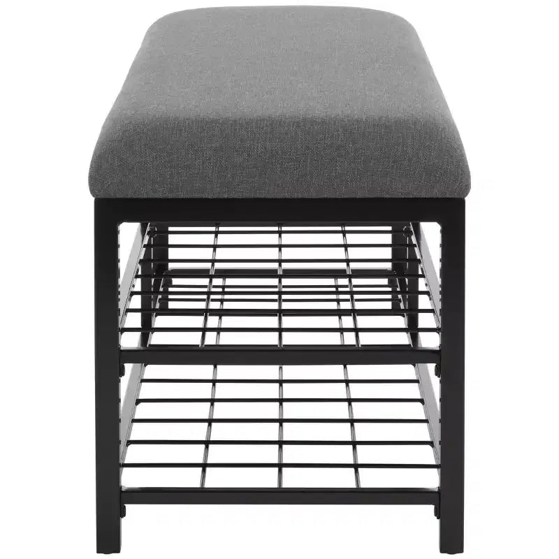 Banc d'entrée avec coussin et étagère ouverte – Structure en fer et MDF