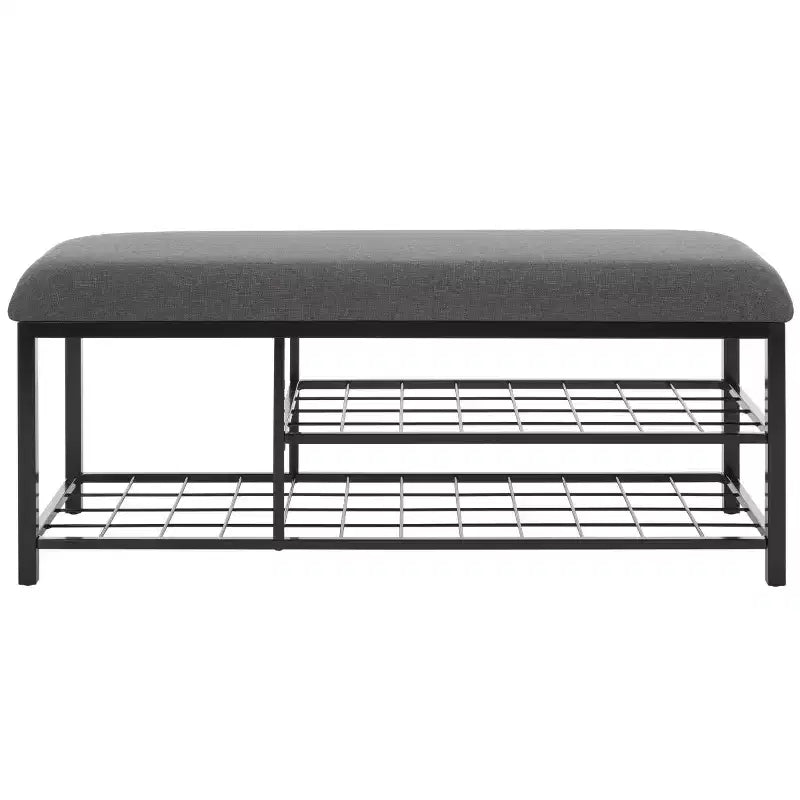 Banc d'entrée avec coussin et étagère ouverte – Structure en fer et MDF